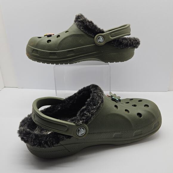 Crocs Baya Faux Fur Lined Clog Slip On Green 15990 Women’s Size 7 Mens Size 5 - Picture 2 of 9